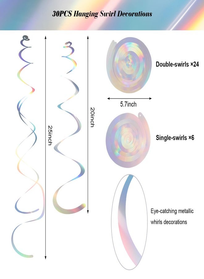 Fumwase Party Swirl Decorations Iridescent Shinny Foil Hanging Swirl Decorations Plastic Streamer for Ceiling Plastic Streamer for Party Decorations Metallic Hanging Swirl Pack of 30 - Image 2