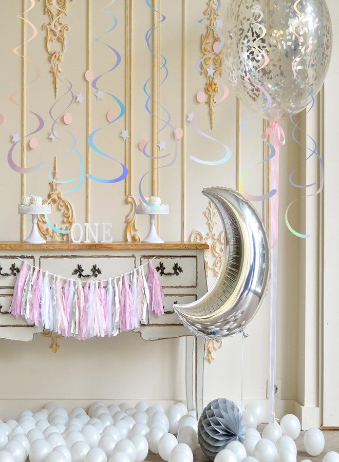 Fumwase Party Swirl Decorations Iridescent Shinny Foil Hanging Swirl Decorations Plastic Streamer for Ceiling Plastic Streamer for Party Decorations Metallic Hanging Swirl Pack of 30 - Image 4