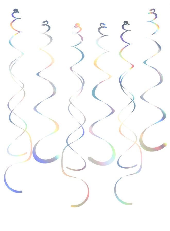 Fumwase Party Swirl Decorations Iridescent Shinny Foil Hanging Swirl Decorations Plastic Streamer for Ceiling Plastic Streamer for Party Decorations Metallic Hanging Swirl Pack of 30 - Image 1