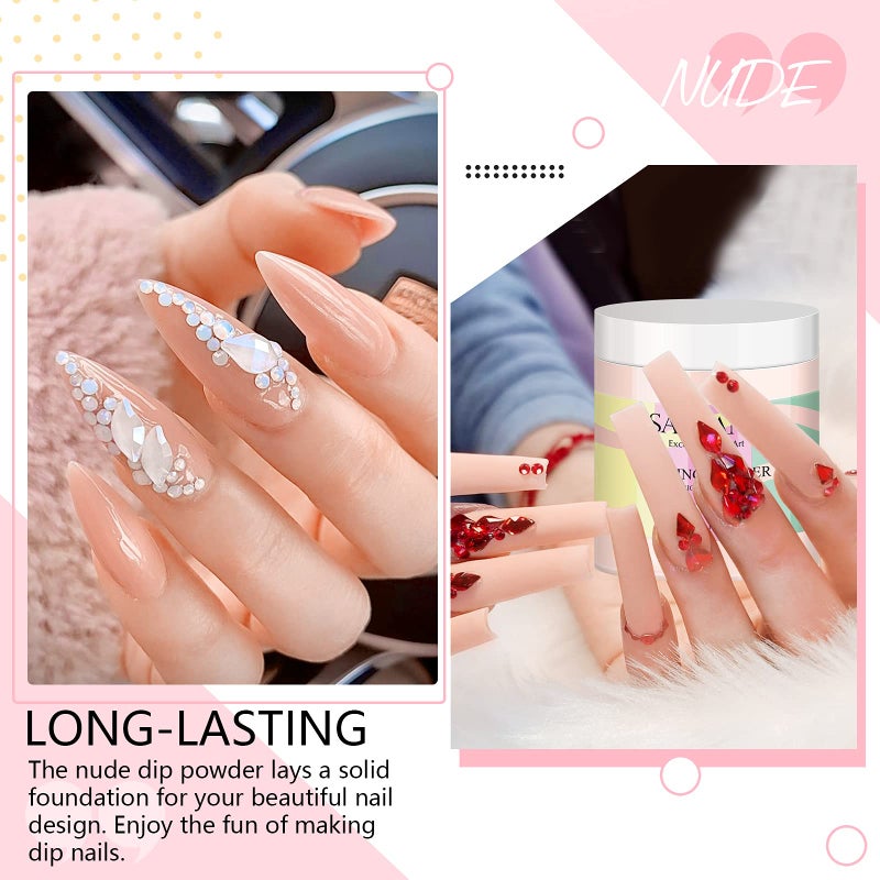 SAVILAND Nude Dip Powder - 2.1 oz Dip Powder for Natural French Nail Art, Strengthens Nails, Easy for Beginners, No Lamp Needed - Image 2