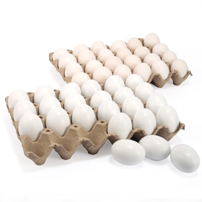 JOYIN 24 Pcs 2.36" Easter White Wooden Eggs, Unpainted White Wooden Fake for Kids DIY Paint Your Own Egg Decor, Easter Craft, Hunt, Basket Stuffers - Image 2