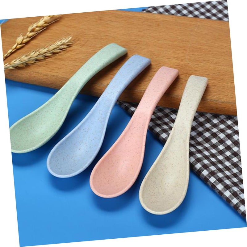 Wheat Straw Soup Spoons Set of 12 Eco Friendly Sturdy Dining Utensils for Home - Image 3