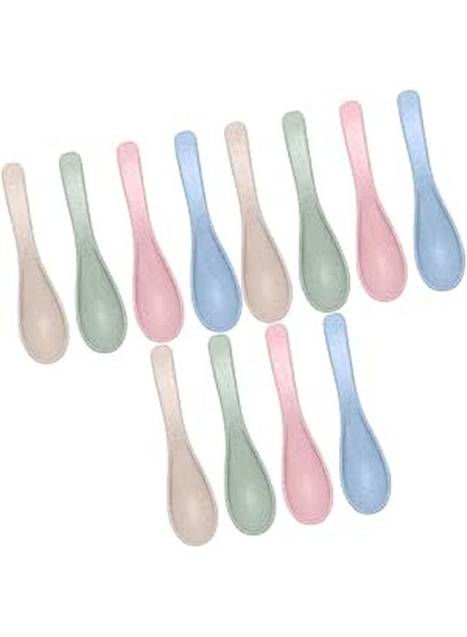 Wheat Straw Soup Spoons Set of 12 Eco Friendly Sturdy Dining Utensils for Home - Image 1