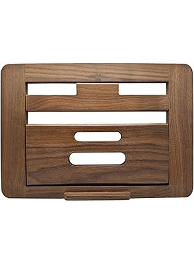 Walnut Wood Adjustable Laptop Stand Foldable Ventilated Base For Home And Travel - Image 1