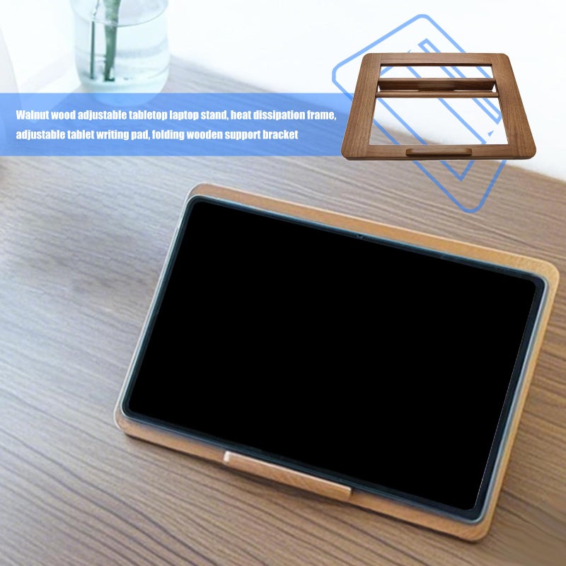 Walnut Wood Adjustable Laptop Stand Foldable Ventilated Base For Home And Travel - Image 3