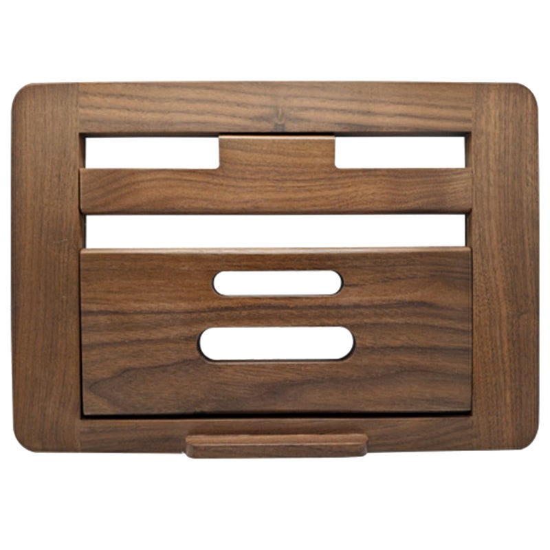 Walnut Wood Adjustable Laptop Stand Foldable Ventilated Base For Home And Travel - Image 2