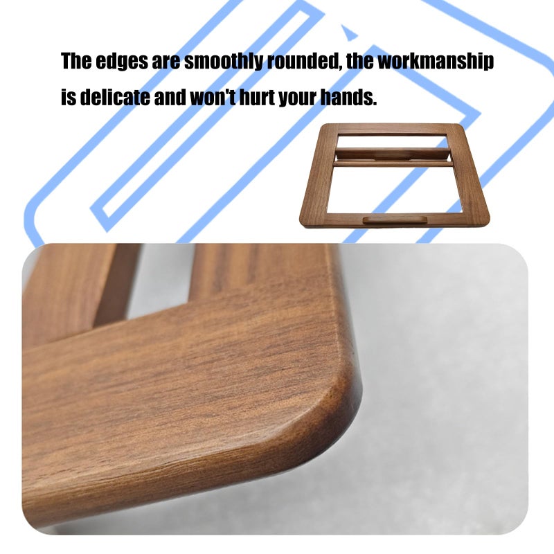 Walnut Wood Adjustable Laptop Stand Foldable Ventilated Base For Home And Travel - Image 4