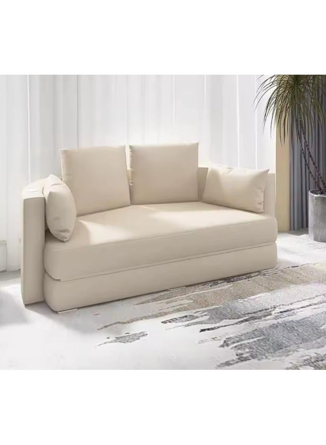 أريكة سرير قابلة للطي من المخمل البيج 150 × 190 سم - Image 3