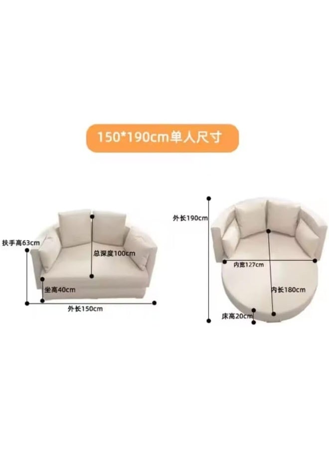 أريكة سرير قابلة للطي من المخمل البيج 150 × 190 سم - Image 2