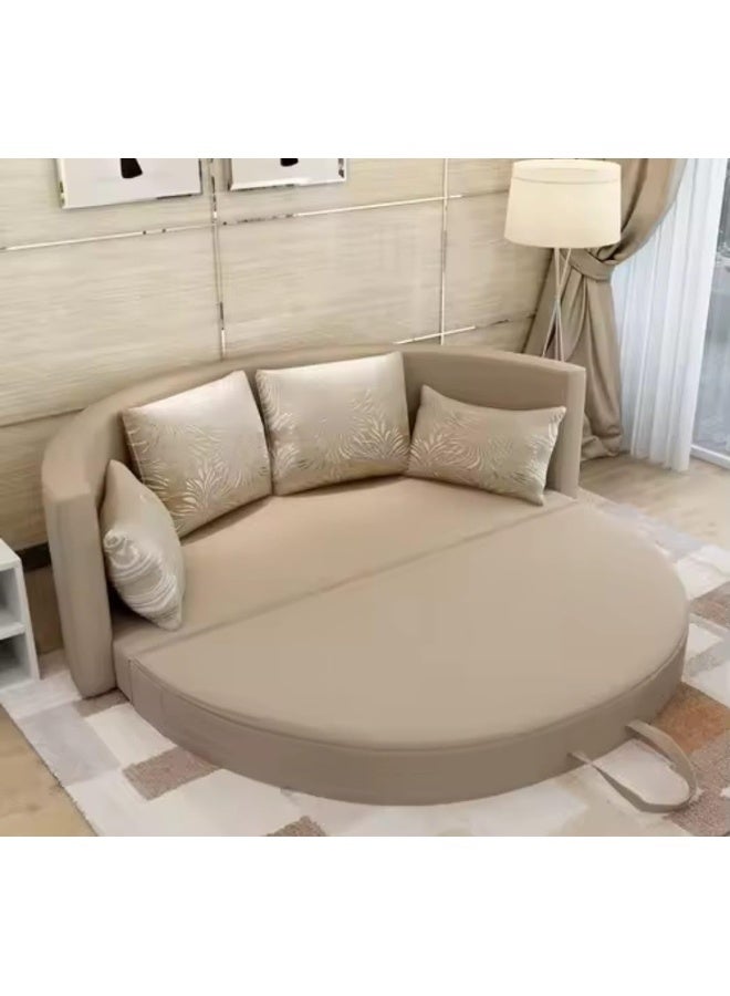 أريكة سرير قابلة للطي من المخمل البيج 150 × 190 سم - Image 1