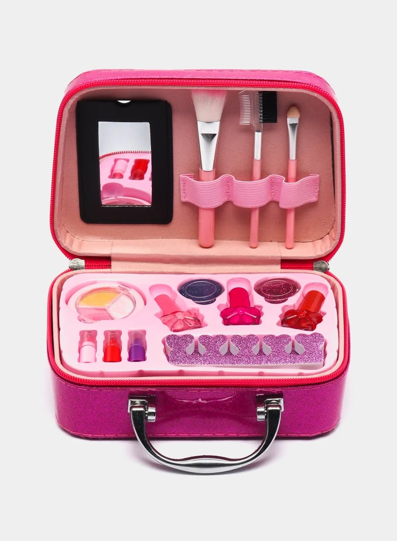 Rally A real pretend makeup set for girls with a portable storage bag in pink color. - Image 1