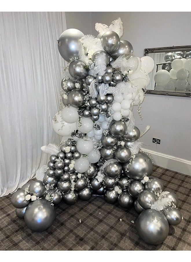 Peachjoy Disco Ball Arch Kit, White and Silver Balloon Garland With Large Metallic Mirror Balls, Silver Confetti Balloons for Party Decorations  - Image 4