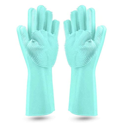 JEYANG Magic Silicone Cleaning Hand Gloves for Kitchen Dishwashing and Pet Grooming, Washing Dish, Car, Bathroom (Multicolour) -Pack of 1 Pair - Image 1