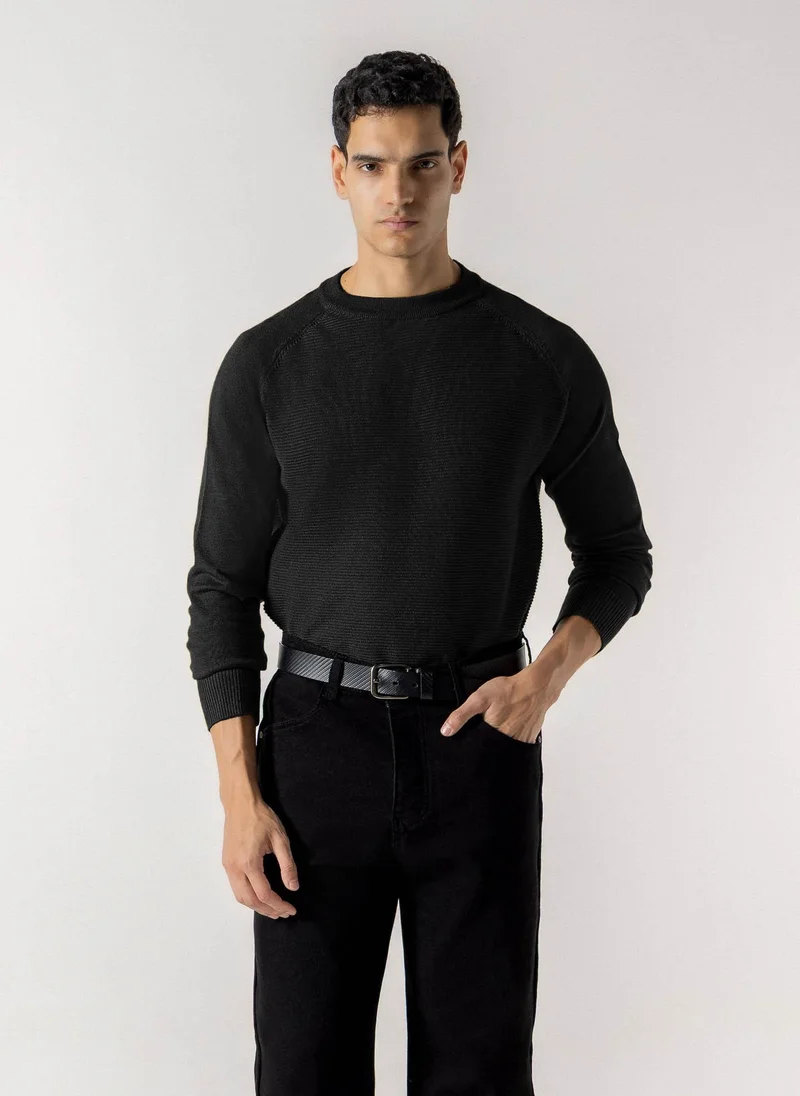 Shapes HORIZONTAL RIBBED CREW NECK SWEATER