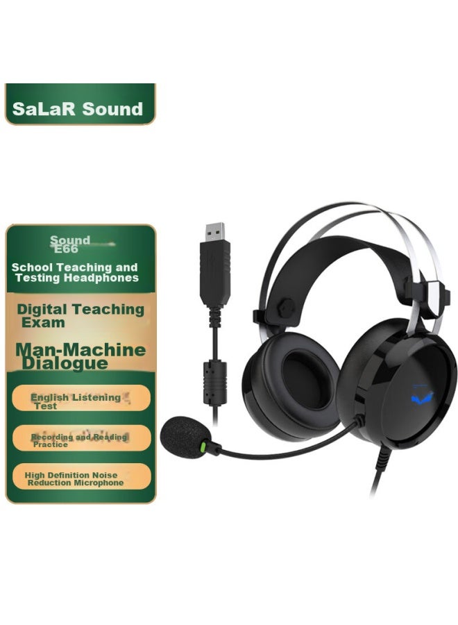 salar Shenglai E66 Headphones For English Listening And Speaking Exams, Online Cl, High School Entrance Exams, Human-computer Dialogue, With Microphone, For Laptop And Desktop Computers, Usb Noise-cancelling Headset - Image 1