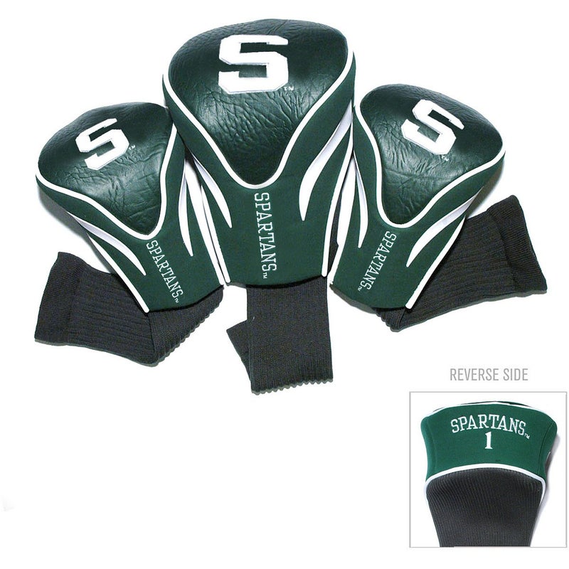 Team Golf NCAA Michigan State Spartans Contour Golf Club Headcovers (3 Count) Numbered 1, 3, & X, Fits Oversized Drivers, Utility, Rescue & Fairway Clubs, Velour lined for Extra Club Protection