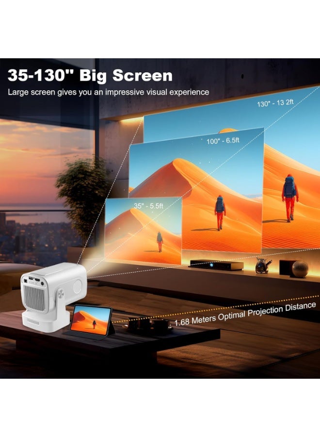 【Auto Focus&1080P】Mini Smart Projector with 4K Support, Portable Projector with Wifi and Bluetooth, 5W Speaker, Built in Apps, Voice Control, Outdoor Movie Projector - Image 3