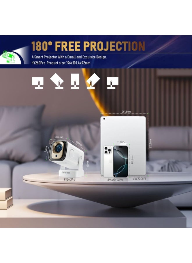 【Auto Focus&1080P】Mini Smart Projector with 4K Support, Portable Projector with Wifi and Bluetooth, 5W Speaker, Built in Apps, Voice Control, Outdoor Movie Projector - Image 4