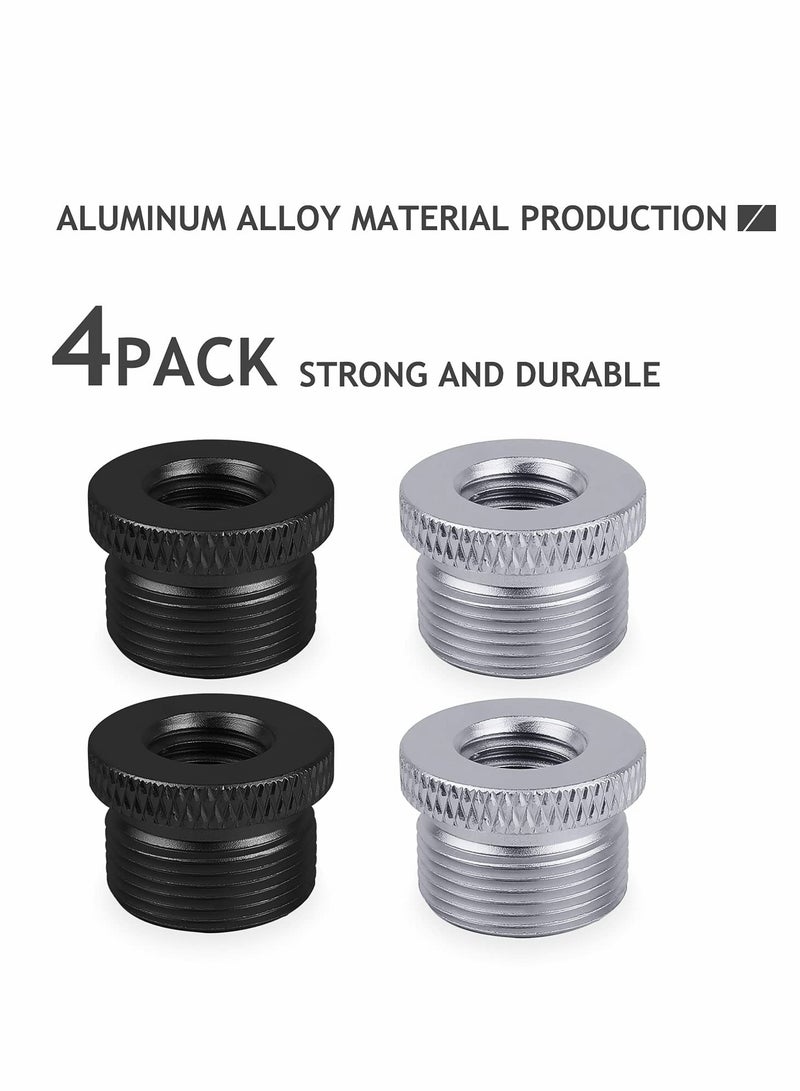 4 Pack Microphone Screw Thread Adapter 5/8 Inch Male to 3/8 Inch Female Compatible with Blue Yeti and Snowball Microphones in Black and Silver - Image 2