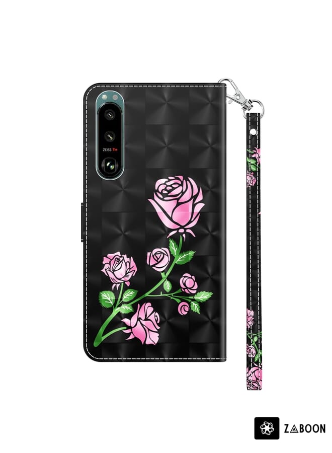 جرين تايجر حافظة هاتف جلدية مطلية ثلاثية الأبعاد لهاتف Sony Xperia 5 III (وردي) - Image 3