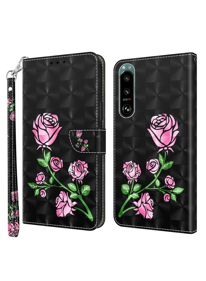 جرين تايجر حافظة هاتف جلدية مطلية ثلاثية الأبعاد لهاتف Sony Xperia 5 III (وردي) - Image 1