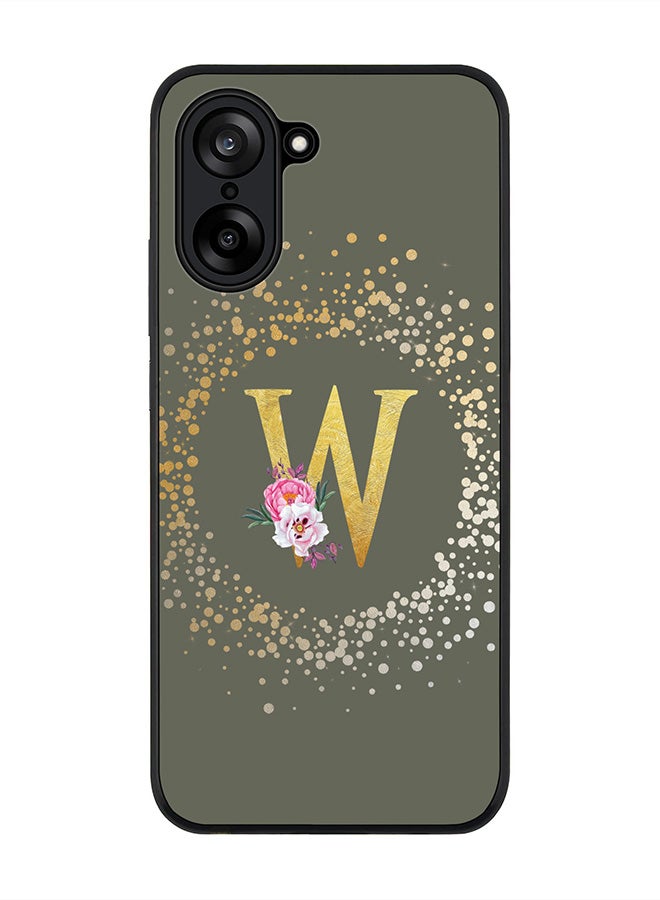 Stylizedd For OnePlus Nord CE5 / Ace 5 Racing Case,Slim fit Camera Protection, Shockproof Thin Phone cover  - Custom Monogram Floral - W  (Olive Green )