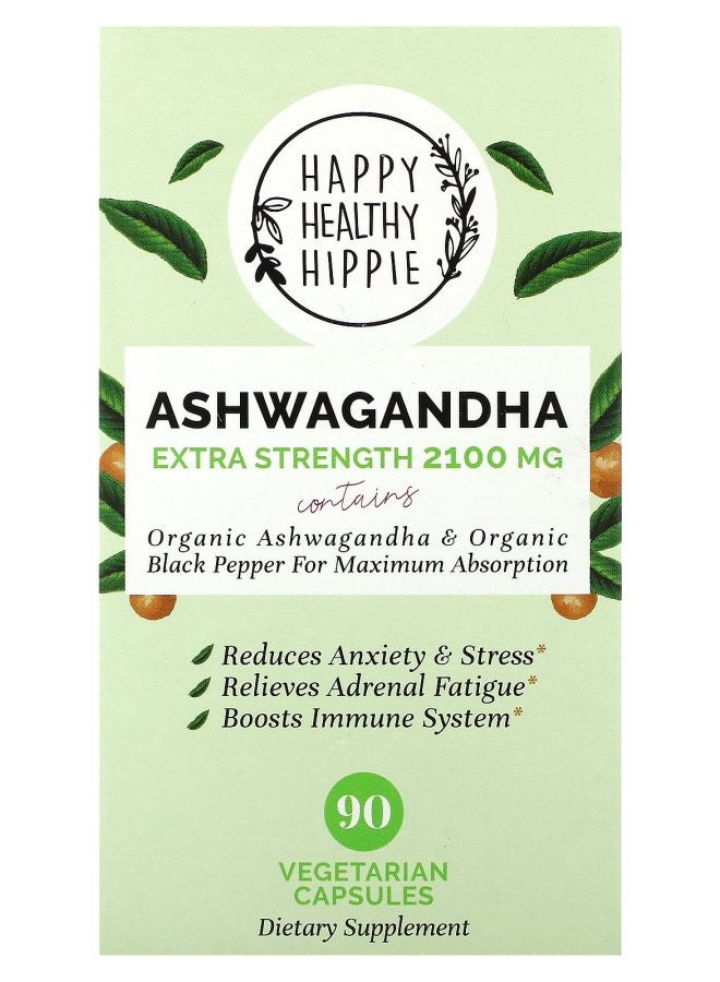 HAPPY HEALTHY HIPPIE Ashwagandha Extra Strength 2100 mg  90 Vegetarian Capsules