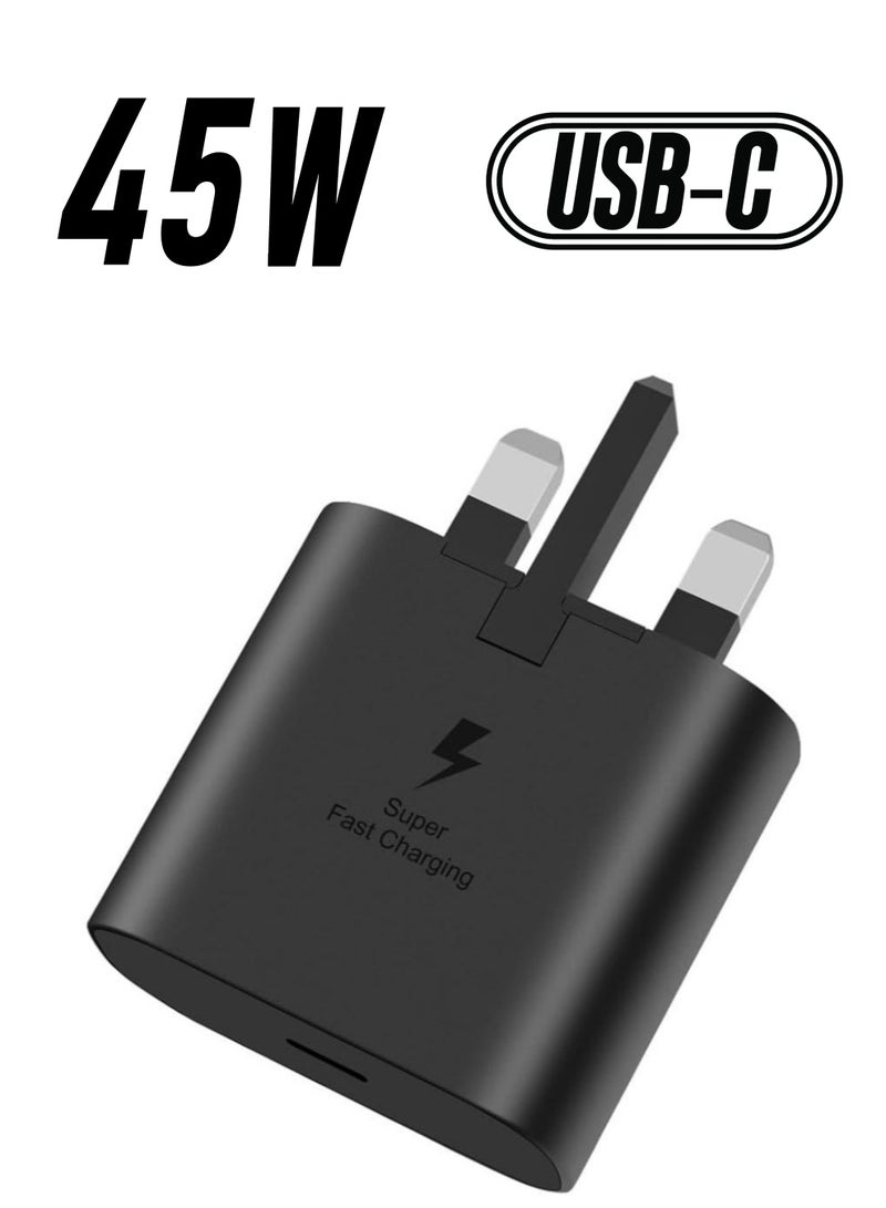 جالاكسي شاحن سامسونج جالاكسي S24 الترا، 45 وات USB-C قابس / شاحن حائط فائق السرعة في المملكة المتحدة وكابل USB-C إلى USB-C ( - Image 1