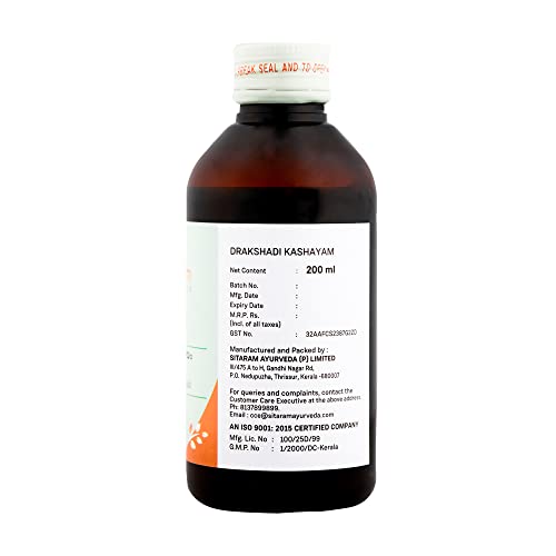 Sitaram Ayurveda Drakshadi Kashayam (Kwath) | Ayurvedic Herbal Decoction with Draksha, Yashtimadhu & Sariva | Helps Support Digestive Comfort, Body Cooling & Daily Vitality | 200 ml - Image 2