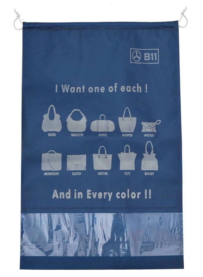 B11 Women Handbag Covers Storage Bag dust Cover Large Size (Set of 6 Pcs) 18X22 Inch, Navy Blue bags with Plastic Clear Window - Image 3