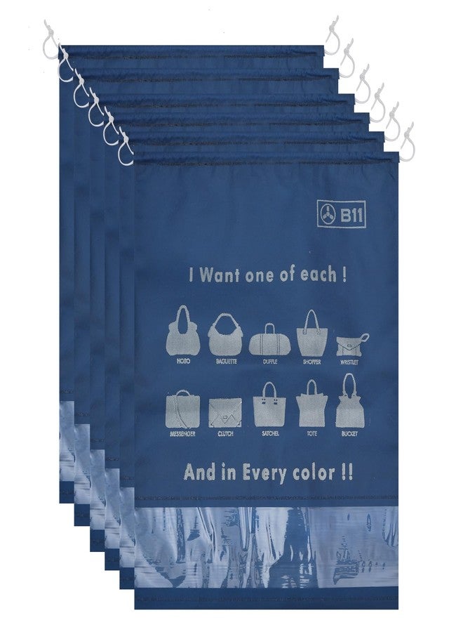 B11 Women Handbag Covers Storage Bag dust Cover Large Size (Set of 6 Pcs) 18X22 Inch, Navy Blue bags with Plastic Clear Window - Image 2