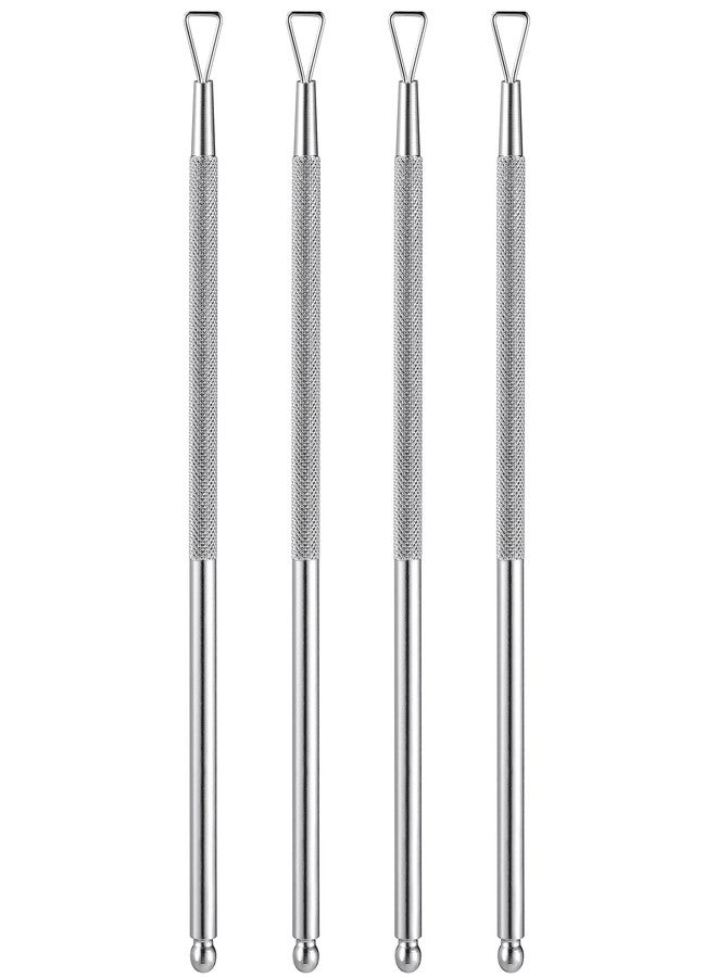 KALLORY 4pcs Stainless Steel Cuticle Pusher Dual-Sided Nail Dotting Pen Metal Dead Skin Remover for Professional Manicure Pedicure Nail Art Care Tools - Image 1