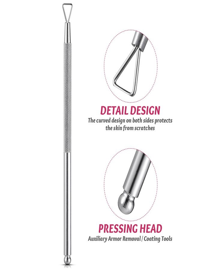 KALLORY 4pcs Stainless Steel Cuticle Pusher Dual-Sided Nail Dotting Pen Metal Dead Skin Remover for Professional Manicure Pedicure Nail Art Care Tools - Image 4