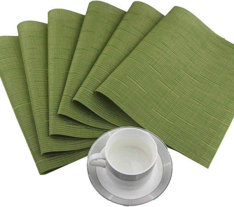 Panda Palm مفارش طاولة بلاستيكية من BeChen، غير قابلة للانزلاق وقابلة للغسل لطاولة الطعام، سهلة المسح، مجموعة من 6 (أخضر حكيم) - Image 3