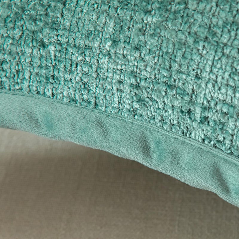 Yaertun Pack of 2 Chenille Textured Decorative Throw Pillow Covers Accent Solid Cushion Cover Soft Cozy Pillow Case with Velvet Back for Couch Sofa Bed Living Room 24x24 Inch Teal - Image 3
