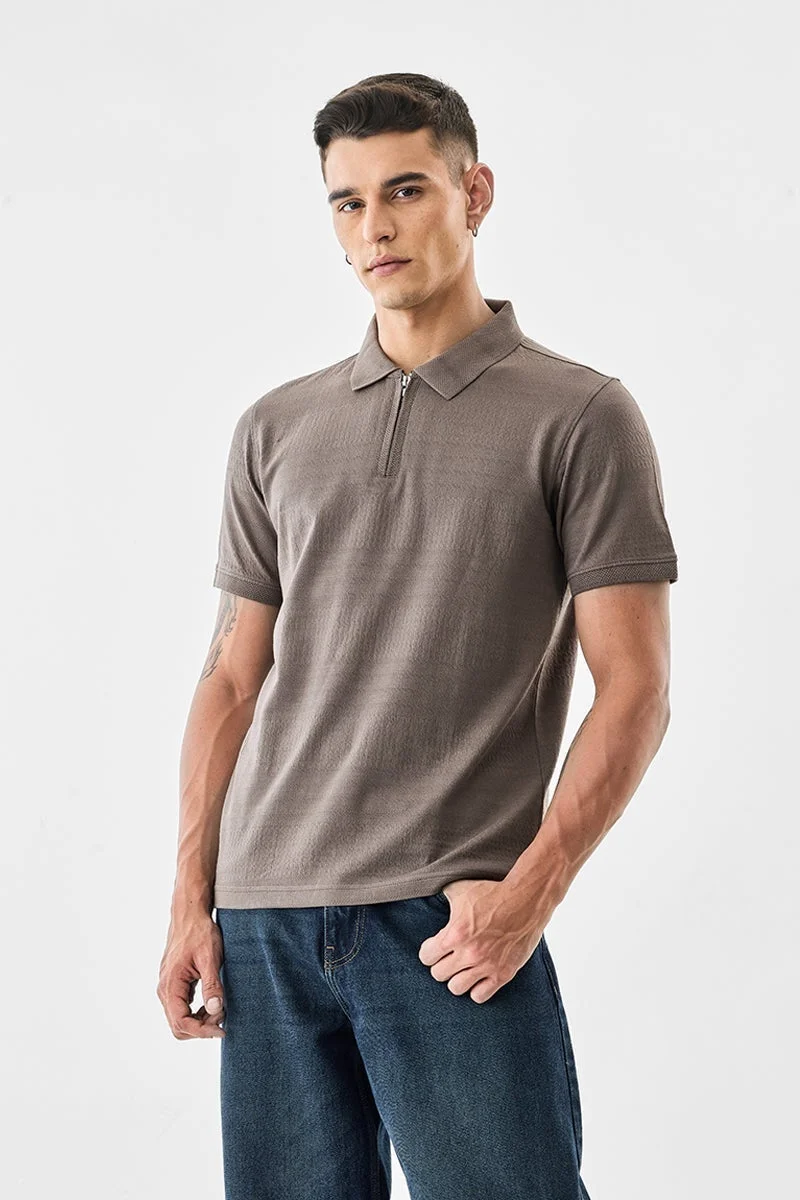 سنيتش تيشيرت بولو قطن % جاكار بسحاب