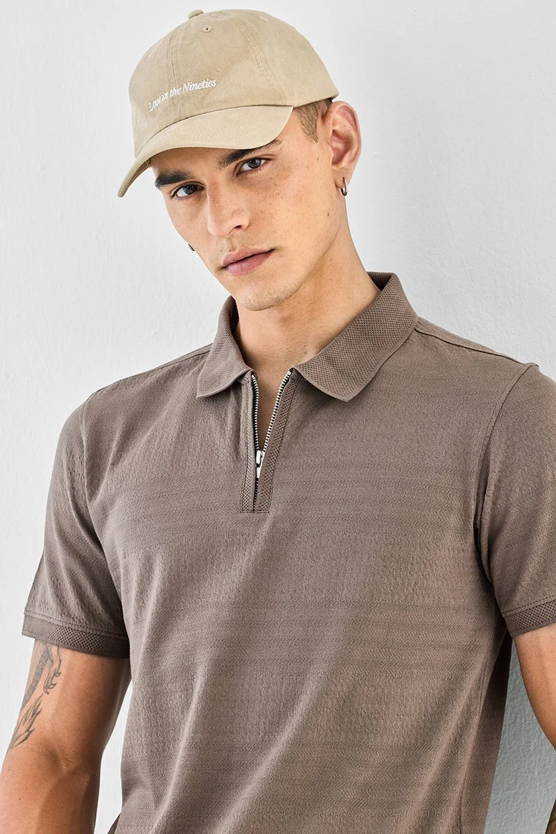 SNITCH 100% Cotton Jacquard Zipper Polo T-shirt