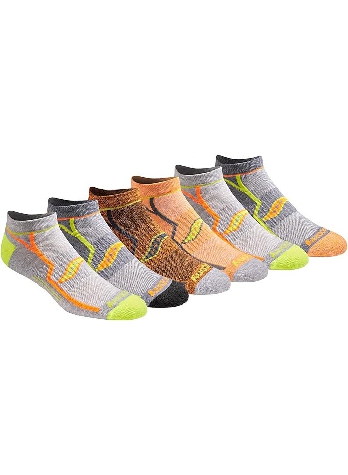 saucony جوارب ساكوني للرجال متعددة التعبئة، أداء مريح، بدون كعب، برتقالي (6 أزواج)، مقاس الحذاء: 8-12 - Image 1