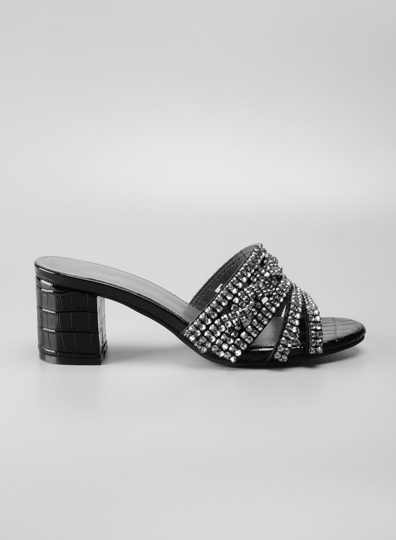 Women's  Handmade High-heel Designer Sandals  ,Crystal Round Toe ,Party and Casual Vacation Flat Shoes Fashion For Summer 2024 - Image 2