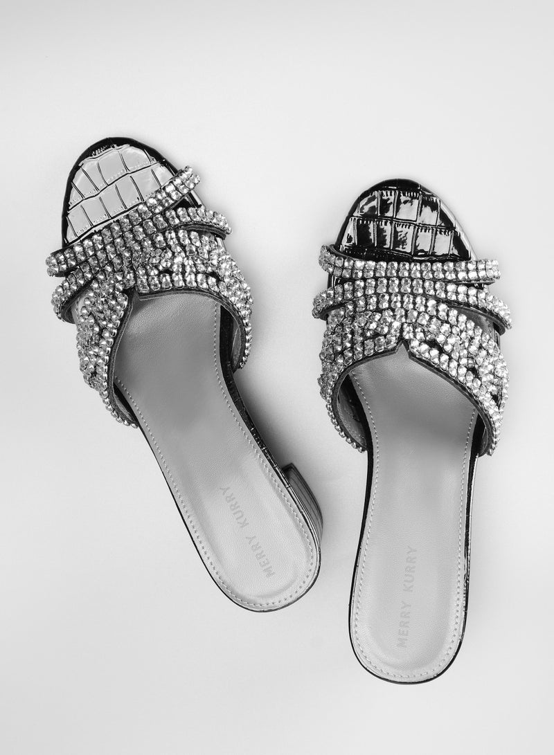 Women's  Handmade High-heel Designer Sandals  ,Crystal Round Toe ,Party and Casual Vacation Flat Shoes Fashion For Summer 2024 - Image 4