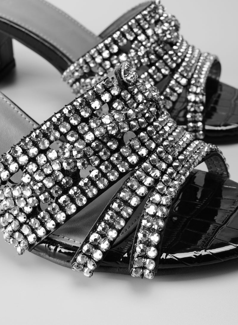 Women's  Handmade High-heel Designer Sandals  ,Crystal Round Toe ,Party and Casual Vacation Flat Shoes Fashion For Summer 2024 - Image 5