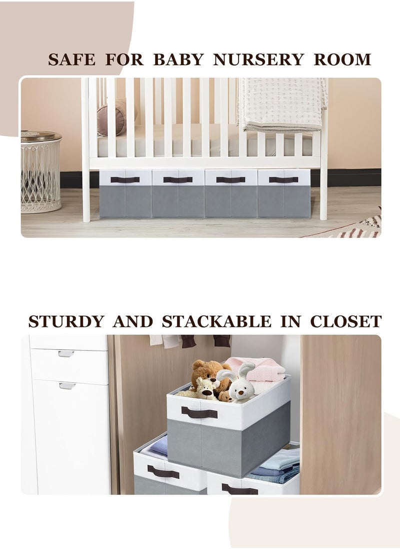 LENND 4 Pack Large Storage Baskets for Shelves | Fabric Closet Organizers and Storage Bins with Handles Home Organization | Decorative Collapsible Baskets for Organizing Clothes Toy Nursery 35.5*25.4cm  - Image 4
