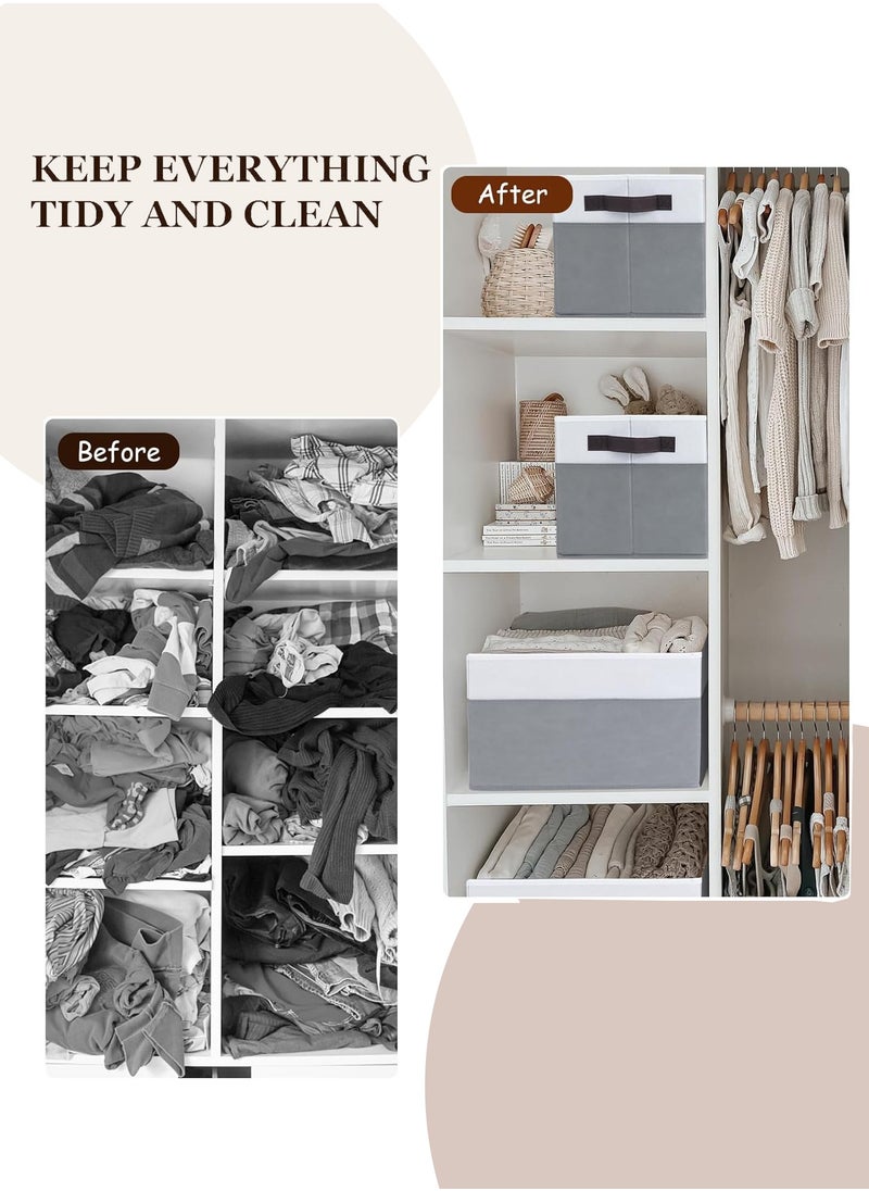 LENND 4 Pack Large Storage Baskets for Shelves | Fabric Closet Organizers and Storage Bins with Handles Home Organization | Decorative Collapsible Baskets for Organizing Clothes Toy Nursery 35.5*25.4cm  - Image 5