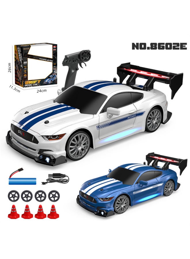 Rc Professional Remote Control Car GTR High Speed Drift Charging Four-wheel Drive Competitive Competition Car Sports Car Children Toy Boy-Color:God Of War Wild Horse White Four-wheel Drive + Lighting-Scale:Deluxe Three Batteries Can Be Used For About 90 Minutes  - Image 1