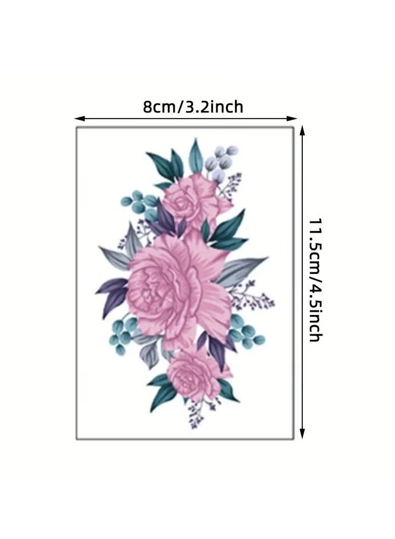 12 sheets Waterproof Flower Tattoo Sticker for Women  - Image 3