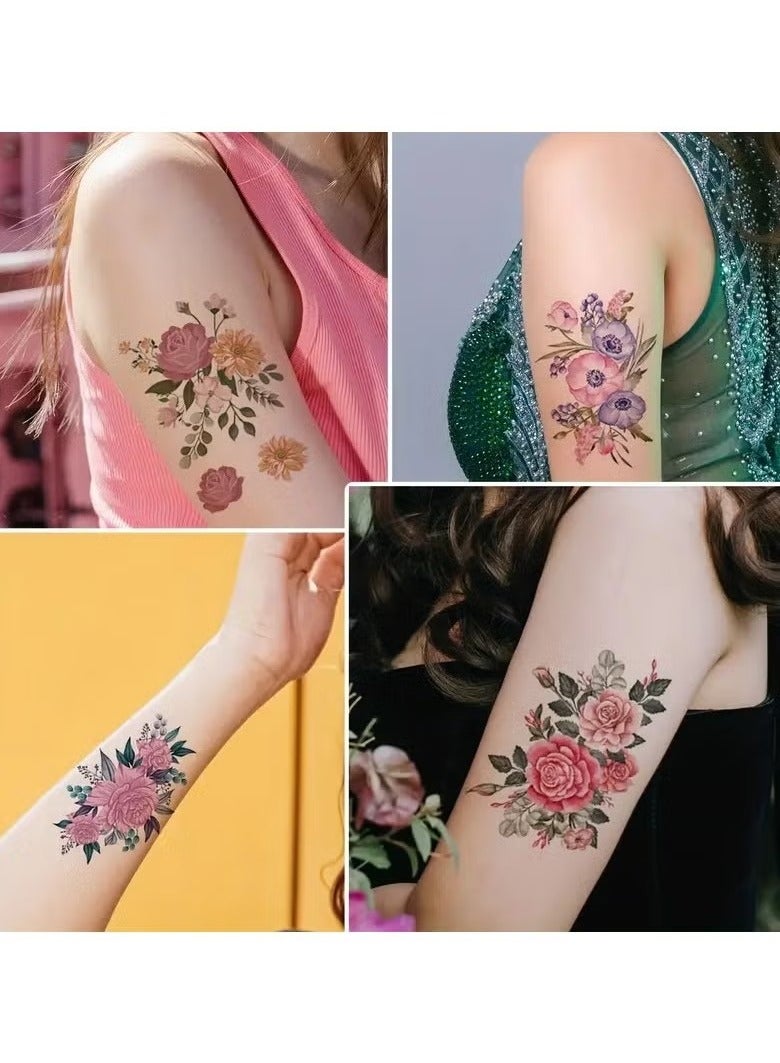 12 sheets Waterproof Flower Tattoo Sticker for Women  - Image 4