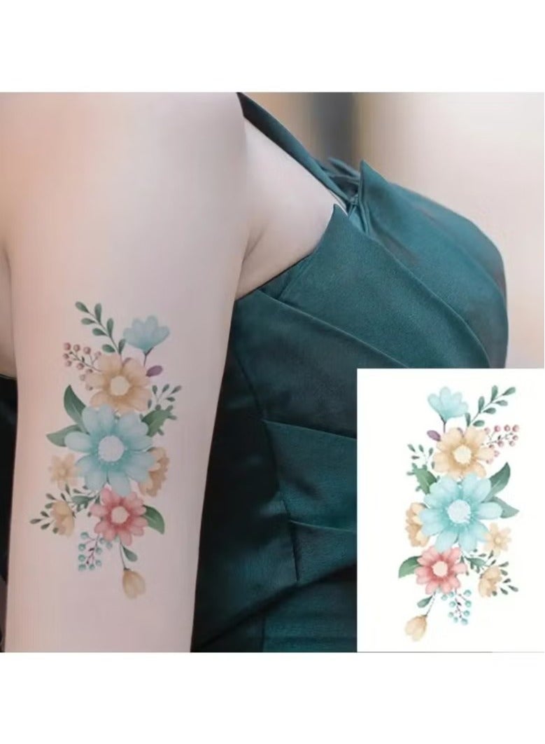 12 sheets Waterproof Flower Tattoo Sticker for Women  - Image 5
