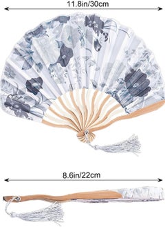 KASTWAVE Hand Folding Fans, Hand Fans for Women Foldable, Portable Folding Fan with Flower Pattern, Chinese Vintage Hand Fan with Bamboo Curved Frame for Dancing Wedding Party Props Decoration  - Image 2