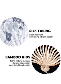 KASTWAVE Hand Folding Fans, Hand Fans for Women Foldable, Portable Folding Fan with Flower Pattern, Chinese Vintage Hand Fan with Bamboo Curved Frame for Dancing Wedding Party Props Decoration  - Image 3