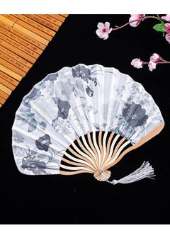 KASTWAVE Hand Folding Fans, Hand Fans for Women Foldable, Portable Folding Fan with Flower Pattern, Chinese Vintage Hand Fan with Bamboo Curved Frame for Dancing Wedding Party Props Decoration  - Image 4